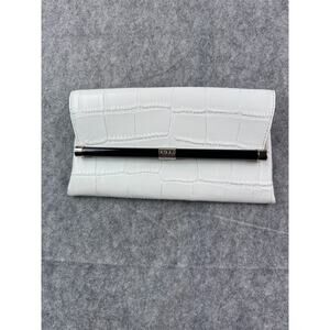 Diane‎ VonFurstenberg White/Silver/Black Textured Leather Flapped Clutch